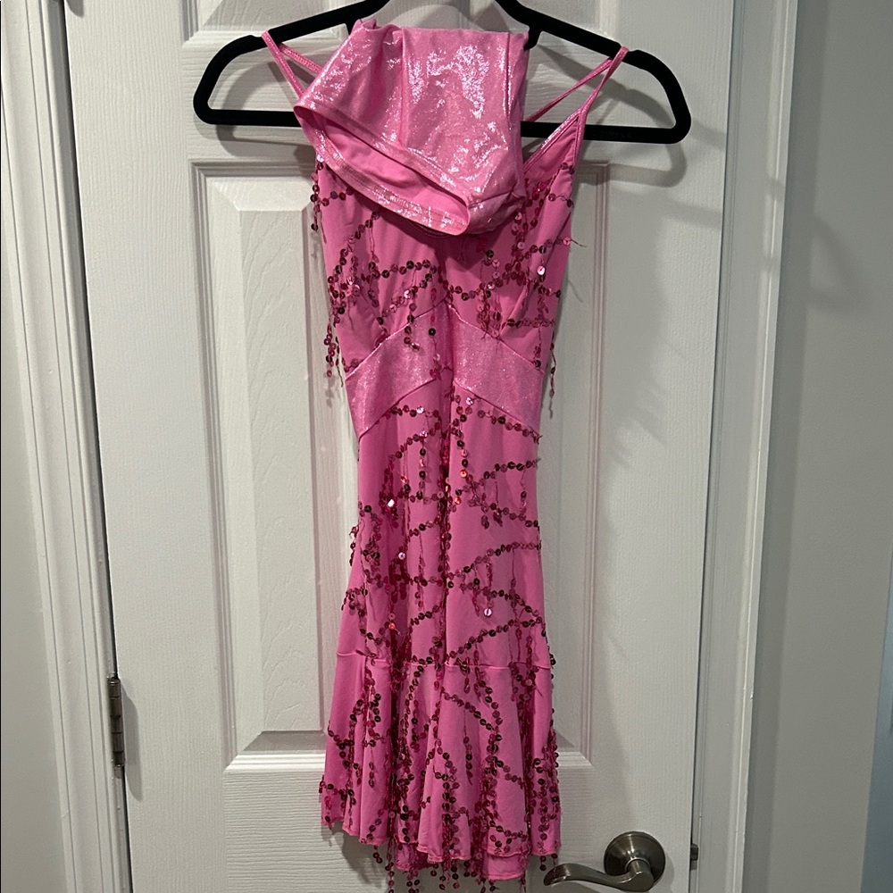 Pink Sequin Dance Costume Dress with shorts